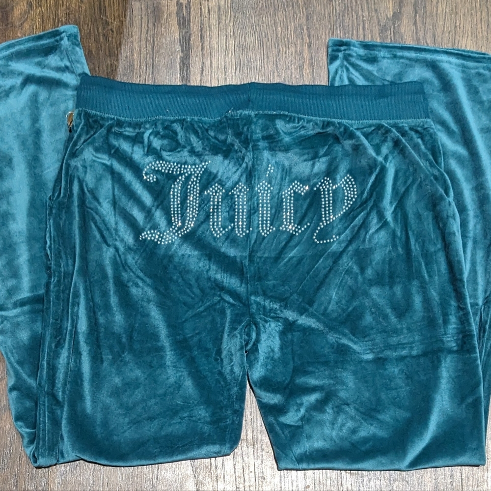 🔥LAST New XL JUICY COUTURE Dark Teal BLING Tracksuit Pants Jogger